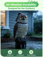Owl Decoys to Scare Birds Squirrels Away, 360 Rotating Head Activated