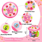 Aboosam Baby Girl Toys 6-12 Months: Babies Ocean Rotating Light Up Musical Toys 12-18 Months Crawling Learning Infant Toy for Toddlers 1 2 3 Years Old Baby Girl Gifts (Pink)