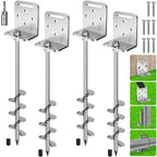 Insaga 24" Ground Anchors Screw in, 4 Pack Trampoline Anchors with L Bracket – Spiral Heavy Duty Earth Anchor for Shed, Swing Set, Mobile Home, Tent, Carport, Gazebo, Canopy, Playground, Playset