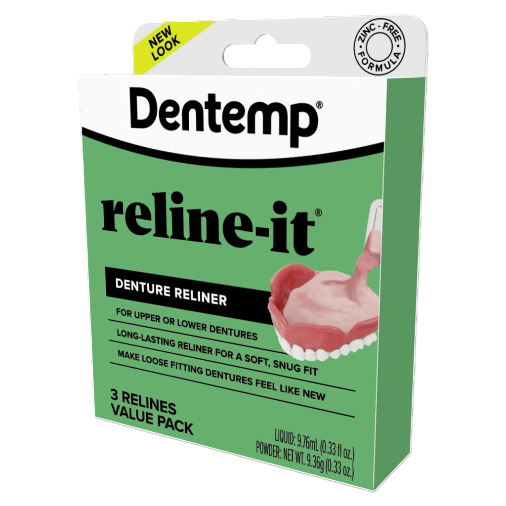 Dentemp Denture Reline Kit Value Pack - Advanced Formula Reline It Denture Reliner - Denture Kit to Refit and Tighten Dentures for Both Upper & Lower Denture (2 Pack (6 Relines))