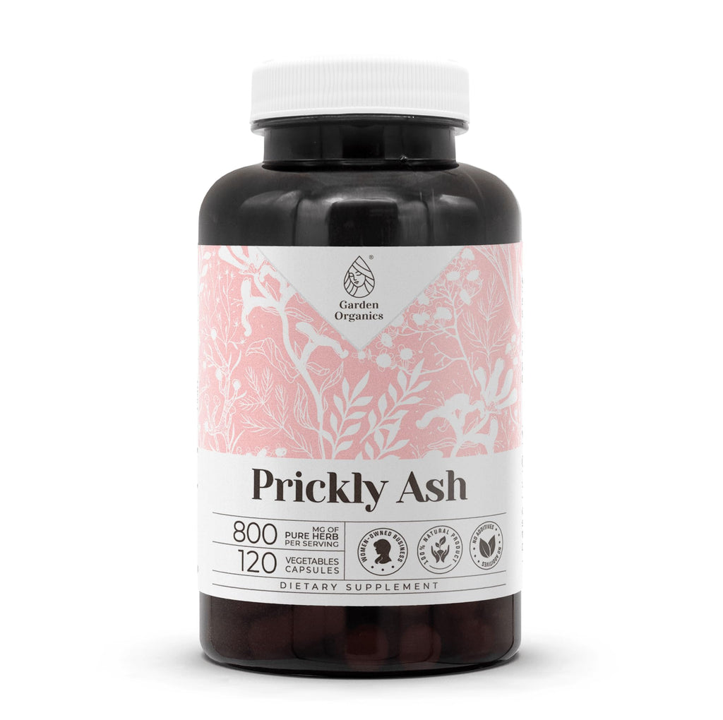 Garden Organics Prickly Ash 120 Capsules | High-Potency Herbal Dietary Supplements | Made with Vegetable Capsules and Prickly Ash (Zanthoxylum Clava-herculis) Dried Bark (120 Count)