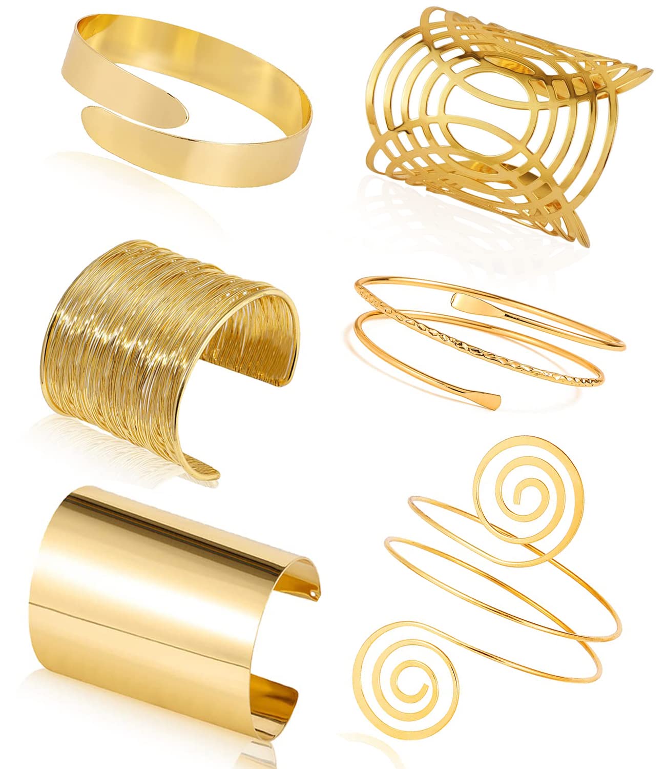 COLOYAN 6Pcs Gold Upper Arm Cuff Bangle Bracelet Set For Women