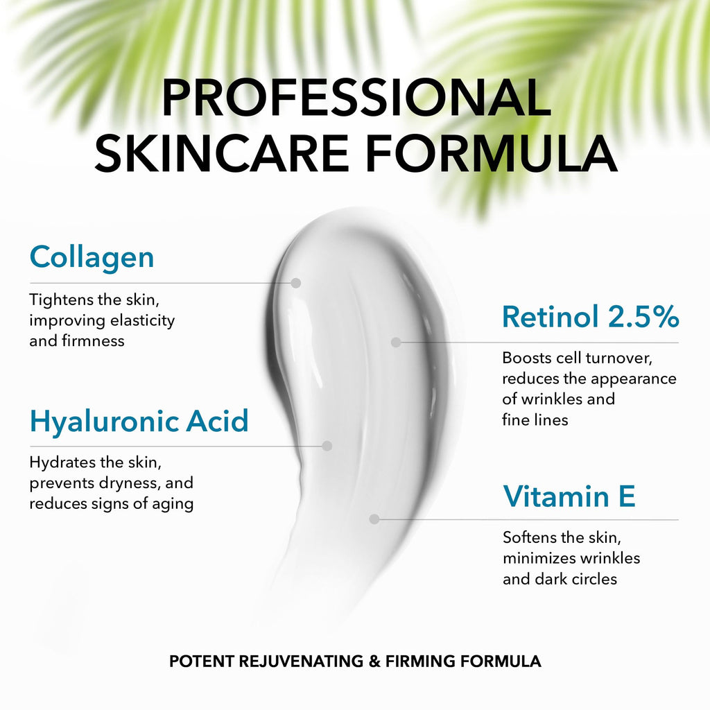 Collagen Cream for Face with Retinol & Hyaluronic Acid - Face Moisturizer for Women & Men - Skin Tightening & Firming - Anti Aging Daily Face Moisturizer in an Airless Pump - Intense Hydration - 1.7oz