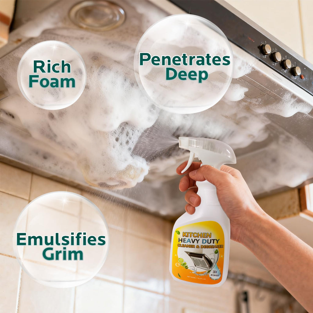 FAVIRZCE Clean Up Kitchen Oil Stains Spray: Foam Cleaner Spray Cuts Through Baked-On Grease on Ovens Stove Tops Grills - Heavy Duty Kitchen Degreaser & Cleaner for Multi-Surface Cookware & Countertop