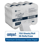 Angel Soft Professional Series Compact Premium Embossed Coreless 2-Ply High-Capacity Toilet Paper by GP PRO, White, 19371, 750 Sheets Per Roll, 36 Rolls Per Case