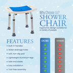 Dr.Kays Shower Chair for Inside Bathroom 350 lbs Shower Stool with Adjustable Height, Portable Heavy-Duty Bath Bench Padded Seat for Inside Tub Bathroom Chair for Elderly and Disabled FSA/HSA Eligible