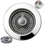 Blazeavian Solid Brass Body 3-in-1 Kitchen Sink Drain Strainer & Stopper, Heavy Duty Pop Up Plug Assembly with 2 Baskets, Anti-Clog Replacement for US Standard 3-1/2 Inch Drains, Rust-Proof Silver