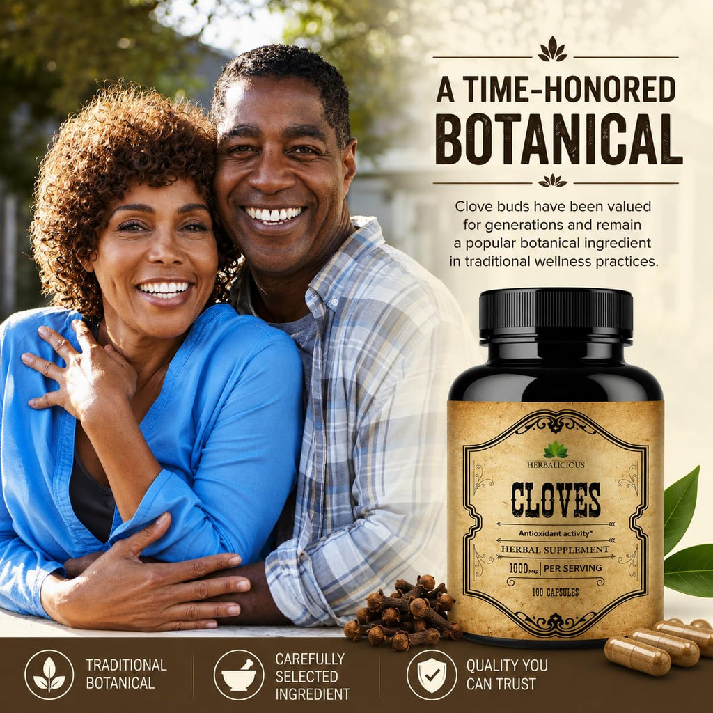 Cloves Capsules - Natural Dietary Supplement - Rich in Vitamins, Minerals, Manganese, Fiber - May Help Strengthen Bones, Promote Digestive Function, Antioxidant Support - 100 Caps