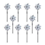 FameFame 10 Pack Pre-Assembled Pinwheels for Yard and Garden, Silver