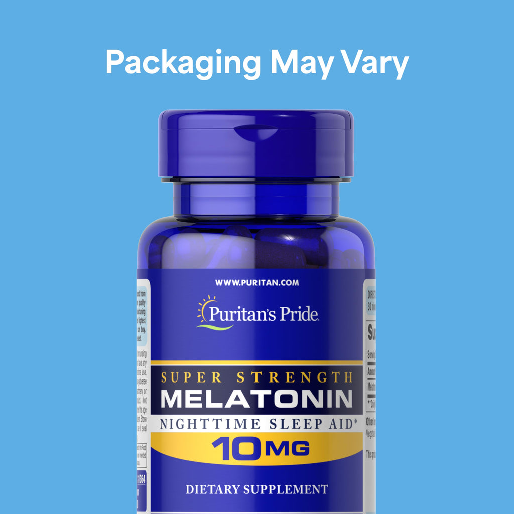 Puritan's Pride Premium Super Strength Melatonin 10mg Sleep Aid, Dietary Supplement for Sound, Restful, & Longer Sleep Support, 4 Month Supply, 120 Rapid Release Capsules, 2 Pack (Packaging May Vary)
