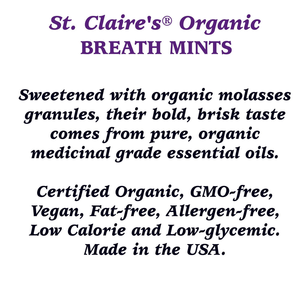 St. Claire's Organic Breath Mints, (Wintermint, 1.5 Ounce Tin, Bundle of 3) | Gluten-Free, Vegan, GMO-Free, Plant-based, Allergen-Free | Made in our Allergen-Free facility