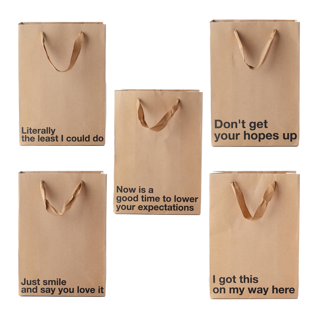 MilkToast Brands Funny Gift Bag Set of 5, Gift Bags With Handles 11 x 8 x 4