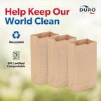 Duro 2# Brown Paper Lunch Bags 500 Count, Bulk Disposable Brown Paper Bags, SOS Small Lunch Bag for Candy, Snacks & Treats - 4.31 x 2.43 x 7.87 Inches