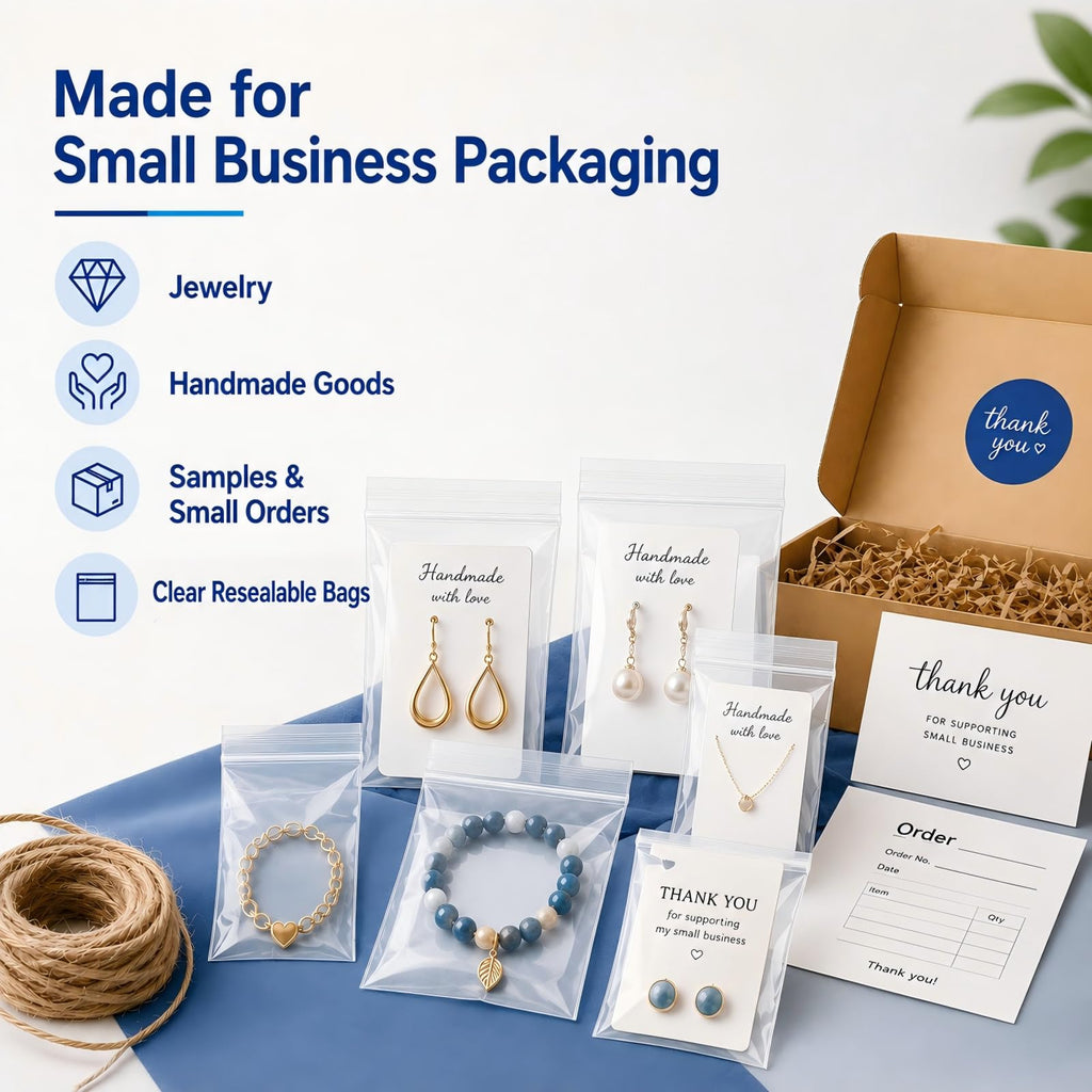 200 Pack Small Plastic Bags For Jewelry, Mini Baggies 4 Assorted Sizes. 2x3 3x3 3x5 4x6 Inch 2 Mil Thick Poly Zipper Lock Bags Clear for Jewelry, Bead, Crafts, Small Parts Storage