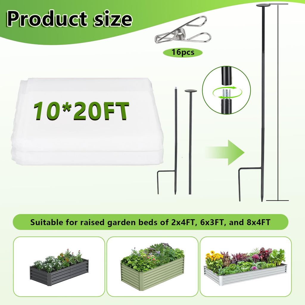 8 Pack 2.7ft Metal Garden Netting Covers Kit for Raised Beds