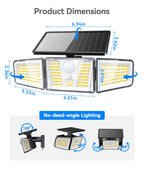 KOOPER Solar Flood Lights, 210 LED Motion Sensor Outdoor Lights, Solar Motion Lights Outdoor Waterproof, 3 Heads 300° Wide Angle Outdoor Security Lights for Yard Patio Garage Entryways, 2 Pack, Black