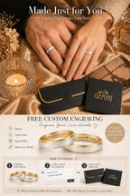 Gemini Free Engrave His and Her Groom Bride 18K Yellow Gold P Matching Anniversary Wedding Couple Ring Valentine Day Gift