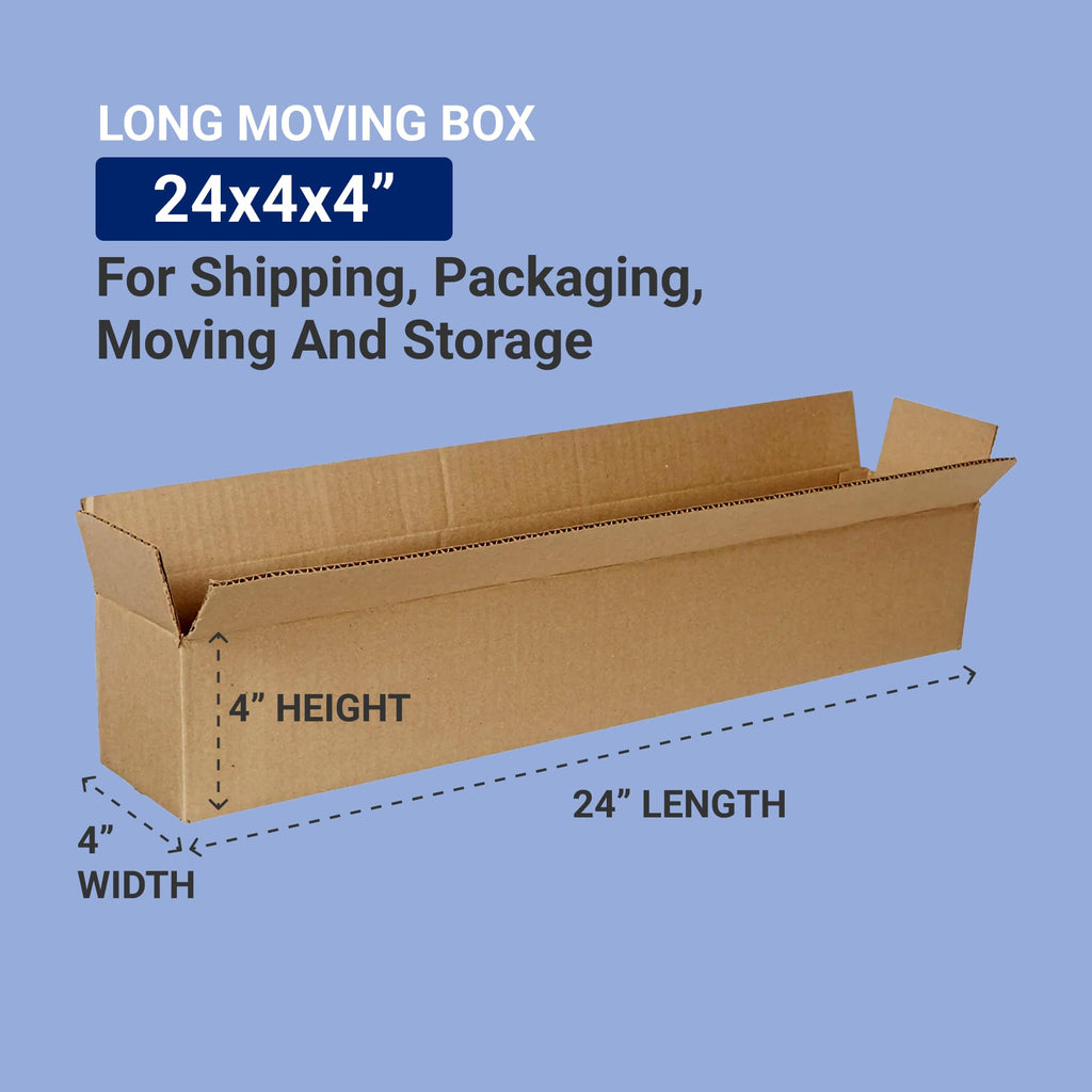BOX USA Shipping Boxes 24"L x 4"W x 4"H 25-Pack Long Corrugated Boxes for Moving, Shipping, Mailing, Packing, Packaging and Storage