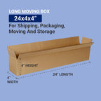 BOX USA Shipping Boxes 24"L x 4"W x 4"H 25-Pack Long Corrugated Boxes for Moving, Shipping, Mailing, Packing, Packaging and Storage