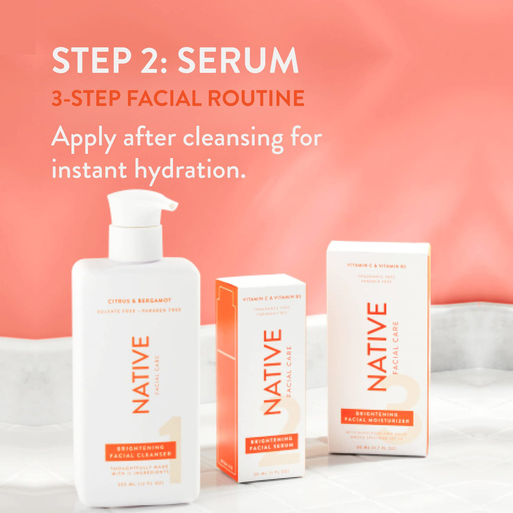 Native Moisturizing Facial Serum Contains Naturally Derived Ingredients | Hydrating Serum with Coconut and Vitamin B3, Revitalize and Repair Your Skin, Fragrance-Free, 30ml, 1 fl oz
