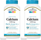 21st Century Calcium Plus D3 Liquid Filled Softgel, 1200 mg, 90 Count (Pack of 2)