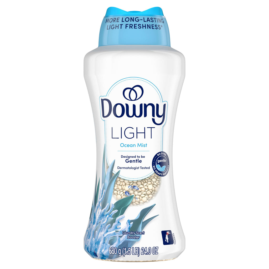 Downy Light Laundry Scent Booster Beads, Ocean Mist Scent, 24 OZ, In-Wash Fabric Beads Designed To Be Gentle With A Light Boost Of Scent, No Heavy Perfumes