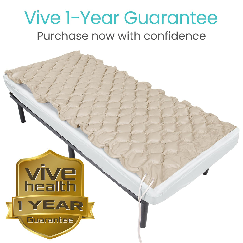 Vive Alternating Air Pressure Mattress Pad Replacement - The Original Bed Sore Prevention Solution - Hospital & Home Mattress Topper - Includes Waterproof Inflatable Ulcer Cushion Pad, Heat Resistant