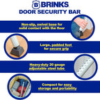 BRINKS Door Security Bar - Adjustable Brinks Door Security Bar for Travel, School, Dorm and Home - Door Jammer for Hinged Doors and Sliding Door Security – Silver