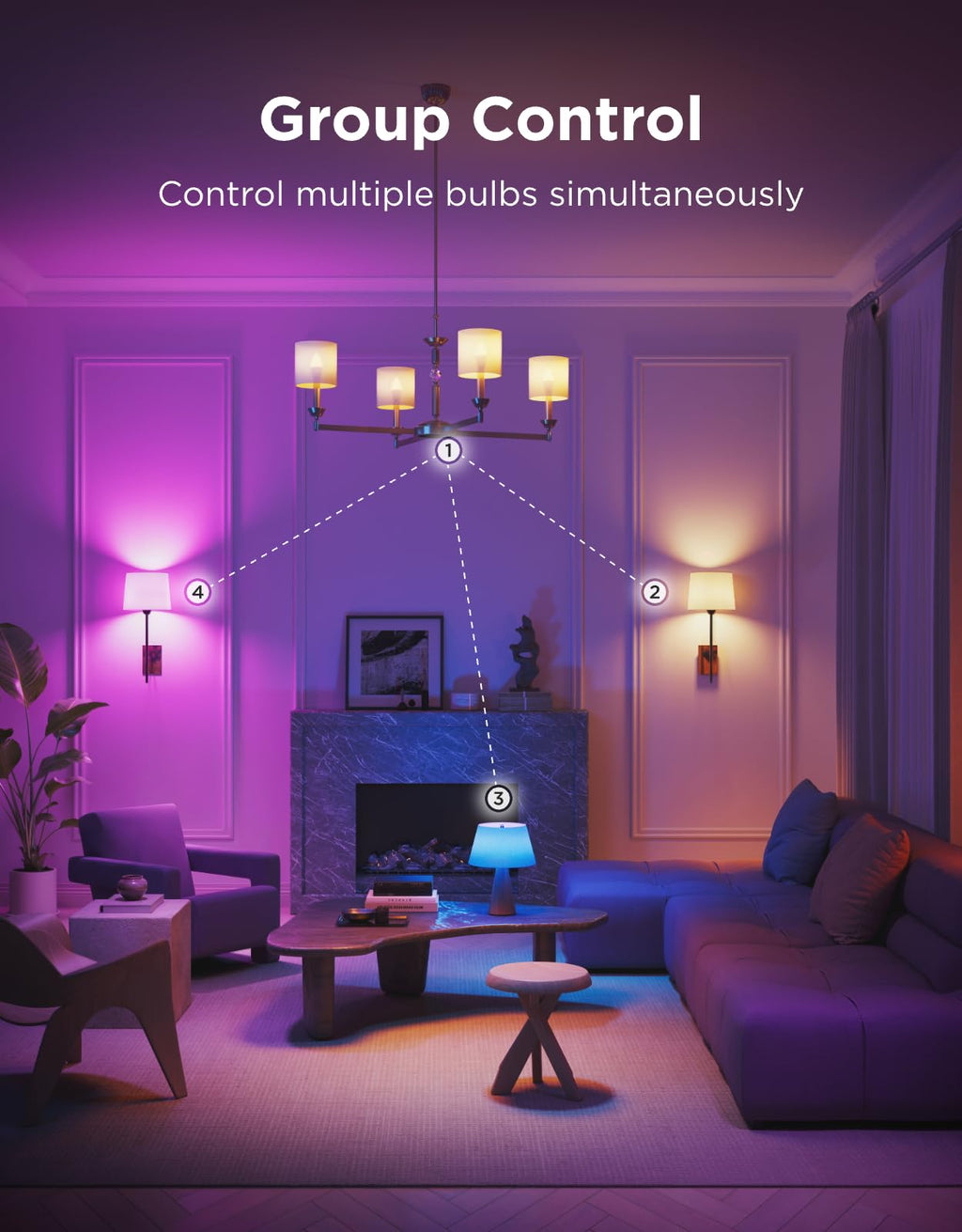 Govee E12 Led Bulb, Smart Light Bulbs for Chandelier/Living Room, Color Changing Candelabra Bulbs Work with Matter, Alexa, Google Assistant, 40 Watt Equivalent, 450 LM, 80 CRI, 2.4Ghz Only, 4 Pack