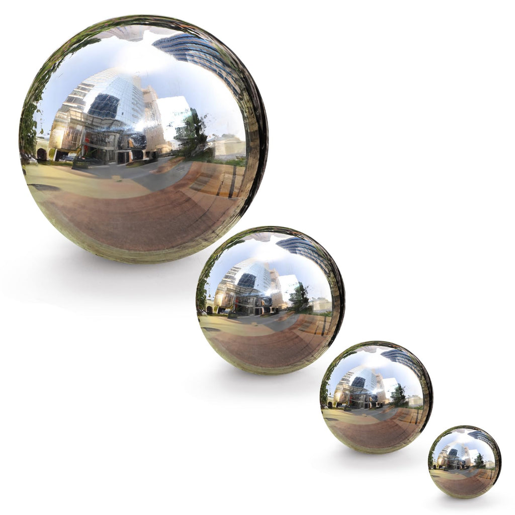 yarlung 10 Pack Stainless Steel Gazing Balls, 50-150 mm Garden Mirror Globe Floating Pond Sphere, Silver Polished Hollow Ball Reflective Ornament for Home Yard Outdoor Lawn Decoration