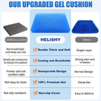 Gel Seat Cushion - Non-Slip Egg Seat Cushion Chair Pads - Office Chair Car Seat Cushion for Sciatica & Back Pain Relief - Coccyx Cushion for Home, Wheelchair, Computer, Desk Chair, Truck