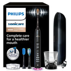 Philips Sonicare DiamondClean Smart 9500 Electric Toothbrush - Sonic Toothbrush with App, Pressure Sensor, 15 Brushing Settings, Replacement Reminder, USB Charging Travel Case, Black, Model HX9923/11