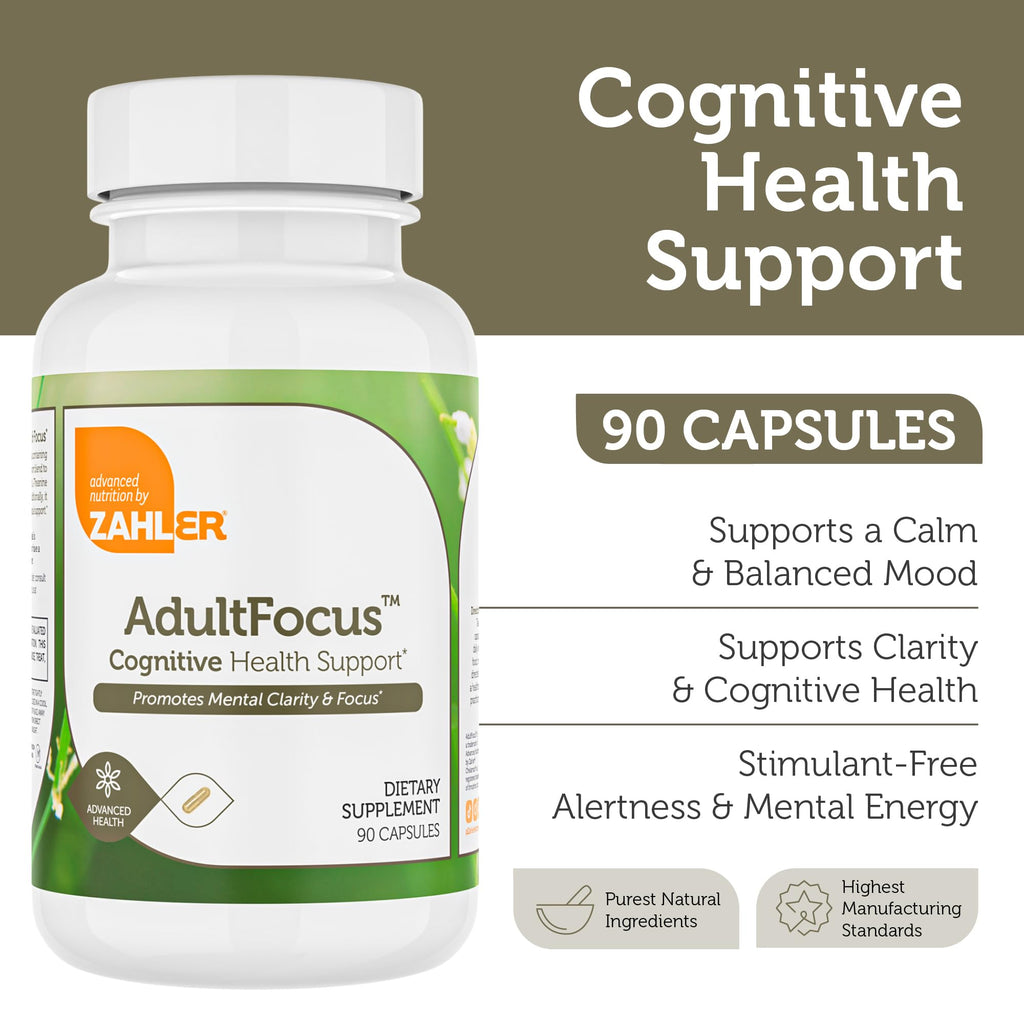 Zahler AdultFocus, Advanced Formula to Support Focus and Concentration, Certified Kosher, 60 Capsules