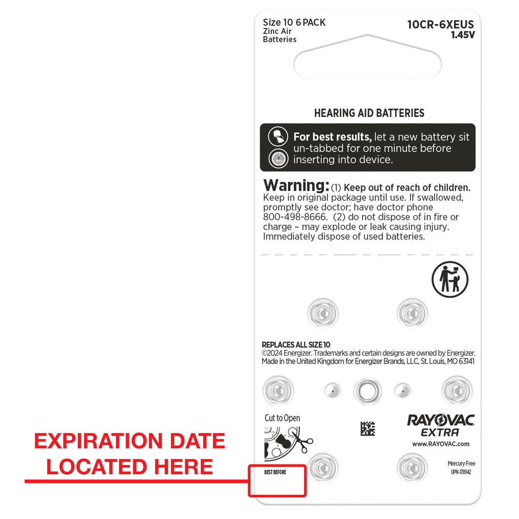 Rayovac Extra Hearing aid Batteries Size 10. Long-Lasting Mercury-Free zinc-air Hearing aid Batteries - 1.45v. (60 Batteries)