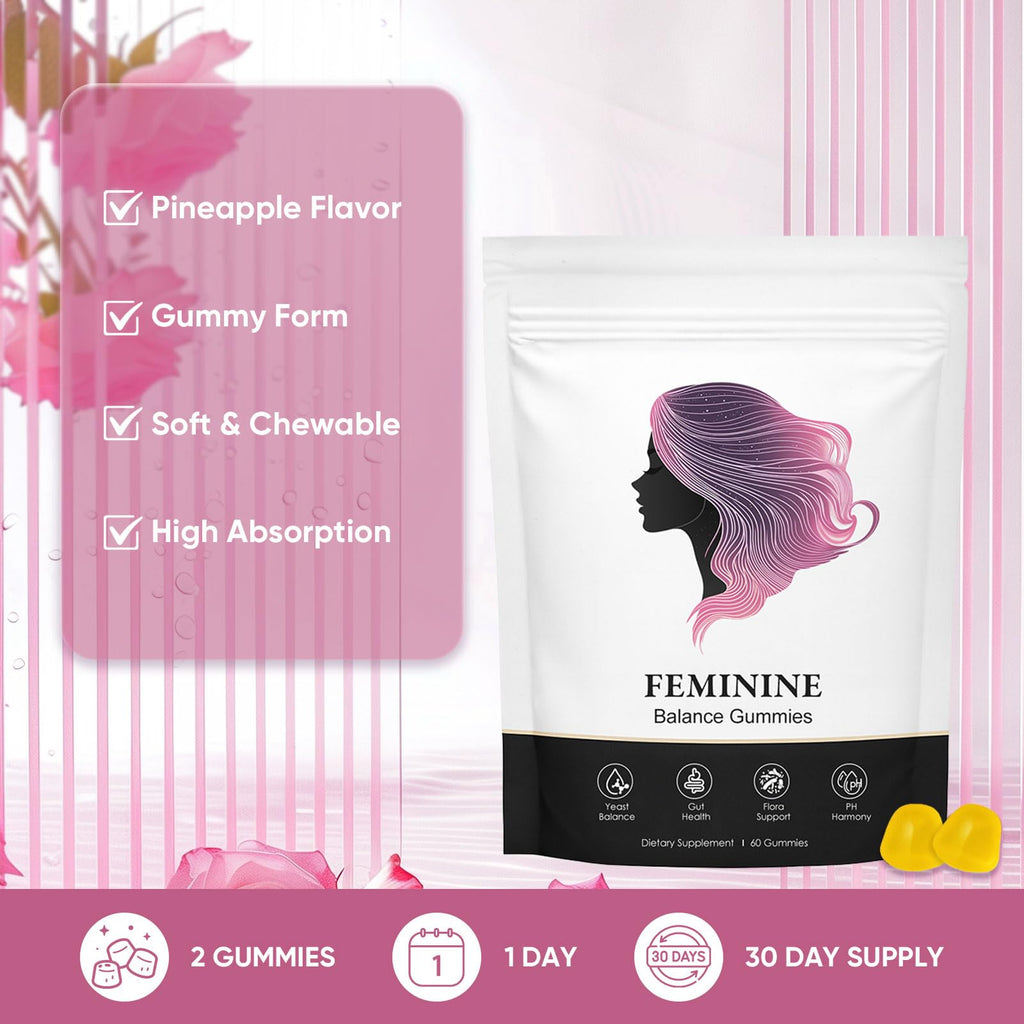 BIWQTY Feminine Balance Gummies for Women, Pineapple Gummies for Women pH, Women’s Health Probiotics - pH Balance, Healthy Odor, Flora, Vaginal & Gut Health, Immune Support (1)