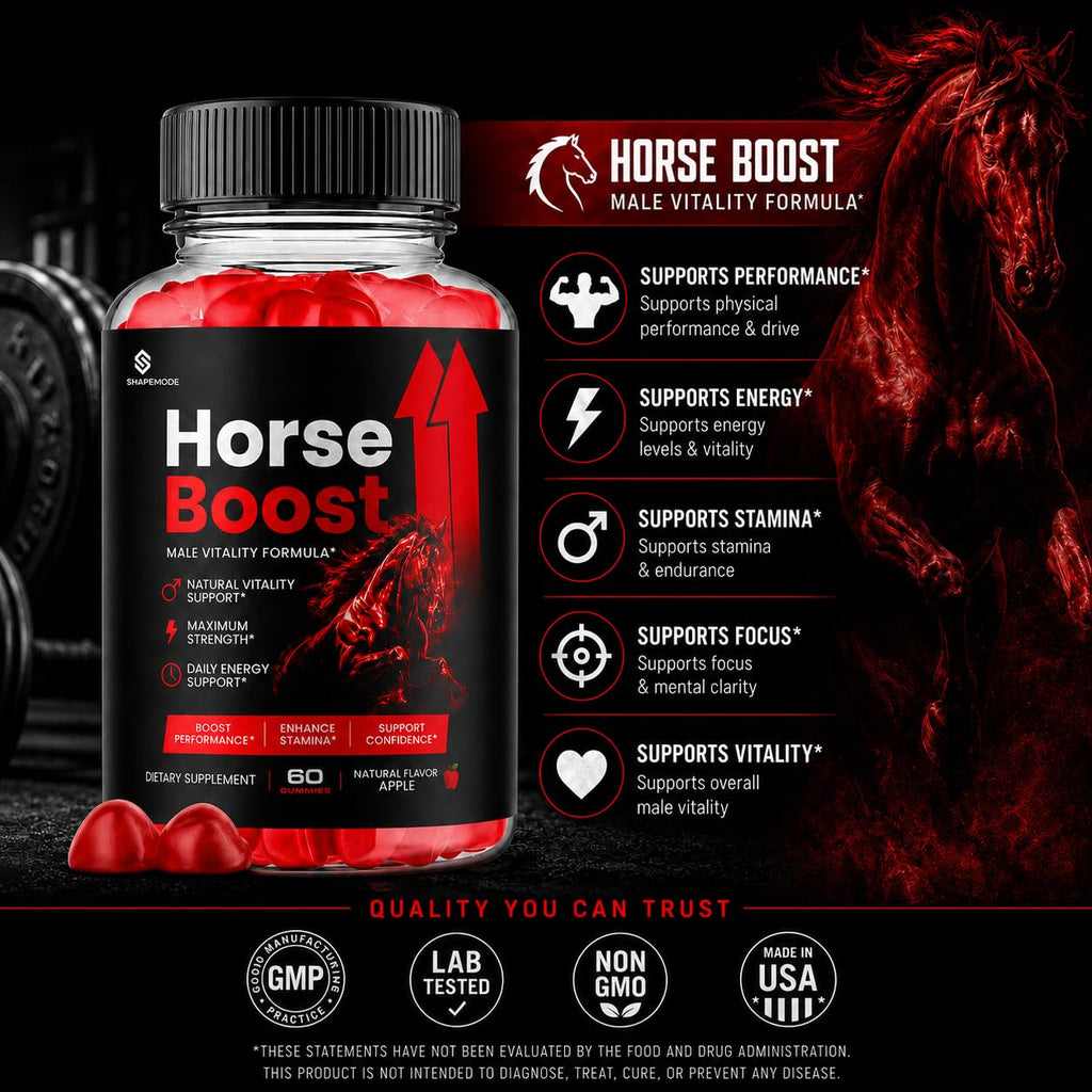 Horse Boost Gummies for Men, HorseBoost Male Gummys, Advanced Maximum Strength Supplement for Active Health & Wellness, 60 Gummies