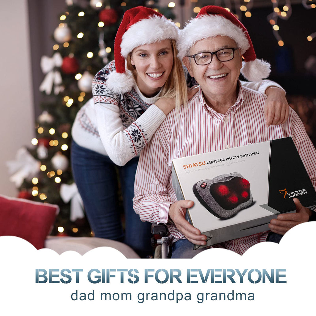 VIKTOR JURGEN Shiatsu Back Massager with Heat, Mothers Day Gifts for Mom, Dad, Women, Men, Deep Tissue Massage for Neck, Shoulder, Upper & Lower Back Pain Relief, Electric Kneading 3D Massage Pillow