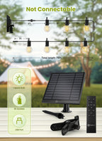 Brightown 75FT Solar String Lights Outdoor Waterproof with Remote, Solar Patio Lights with 35 Shatterproof LED Bulbs, 3 Light Mode, Dimmable & Timer, Hanging String Lights for Porch Garden Bistro