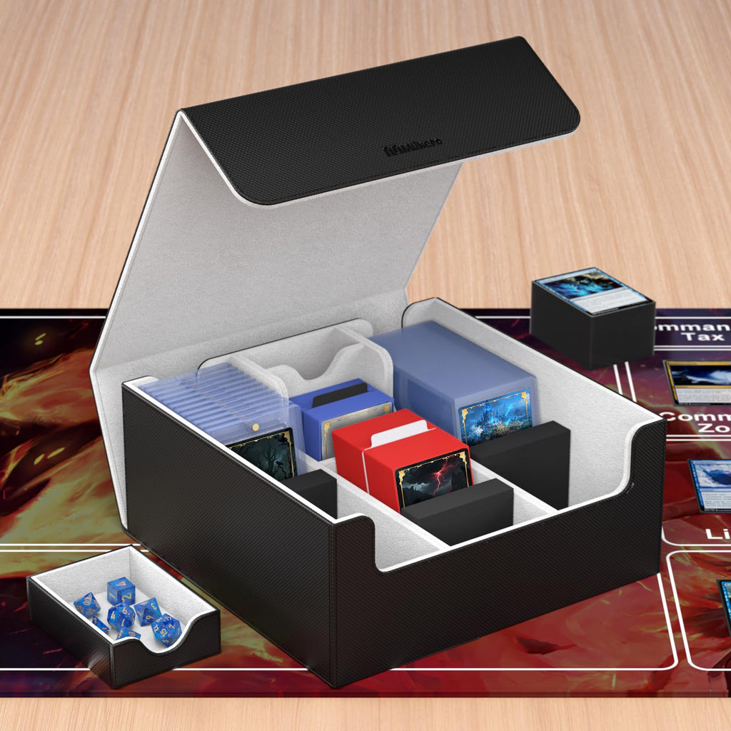 Mlikero Card Deck Case, Trading Card Storage Box for Magnetic Cards Holder and Hard Plastic Cards Protectors, Leather Magnetic Closure Deck Box Fit for MTG, TCG