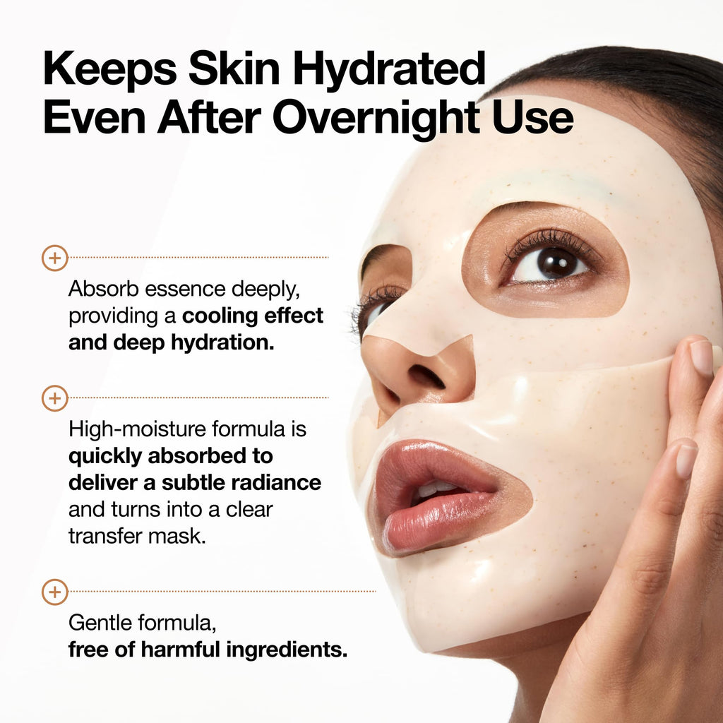 ANUA Rice 70 Glow Collagen Mask, Overnight Face Mask for Glass Skin, Ceramide, Collagen Facial Mask, Skin Moisture Barrier, Tightening Care, Natural Color, Korean Skin Care (38g, 4ea)