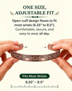 Fashtour Pure Copper Bracelet for Men & Women, Vintage Floral Cuff