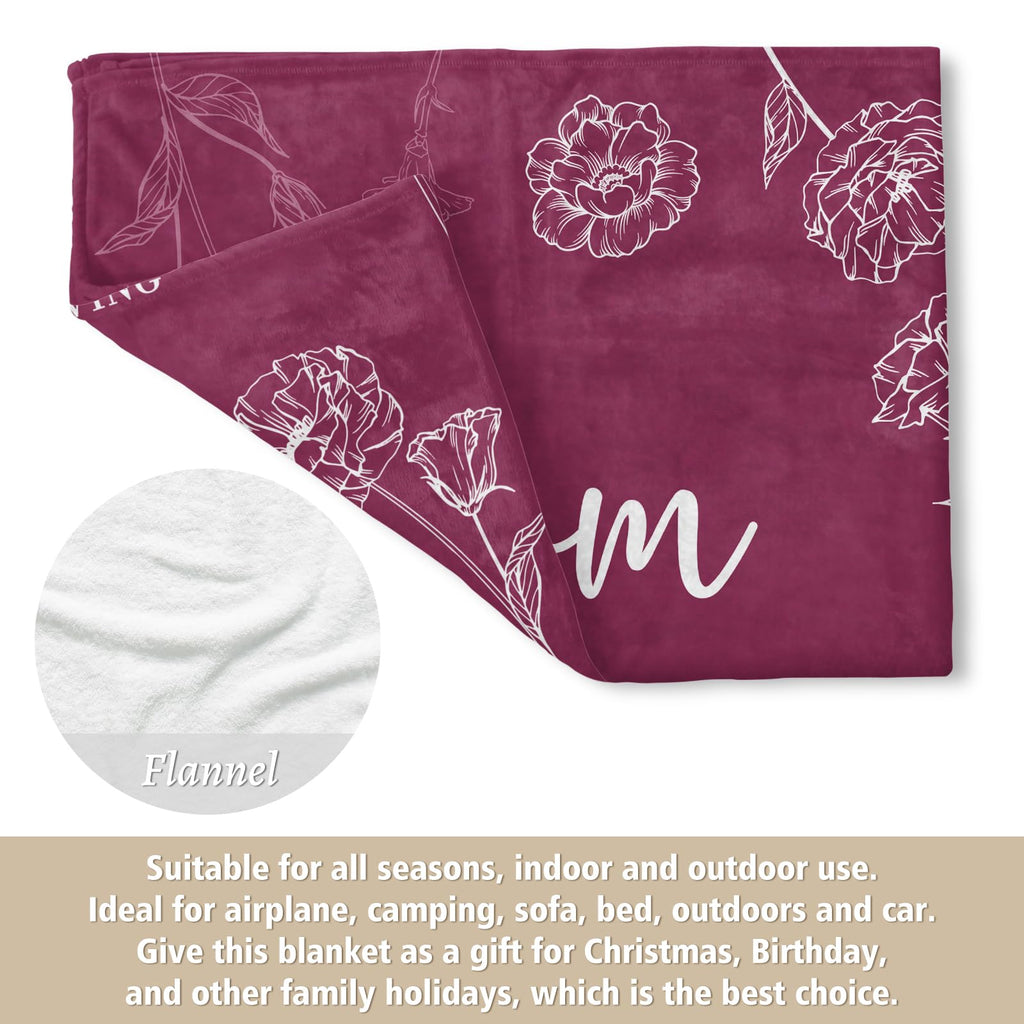 GiltGlimmer Mom Birthday Gifts, Mom Floral Blanket Burgundy, 60" x 50"