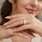 MDFUN 18K Gold Plated Eternity Wedding Band for Women