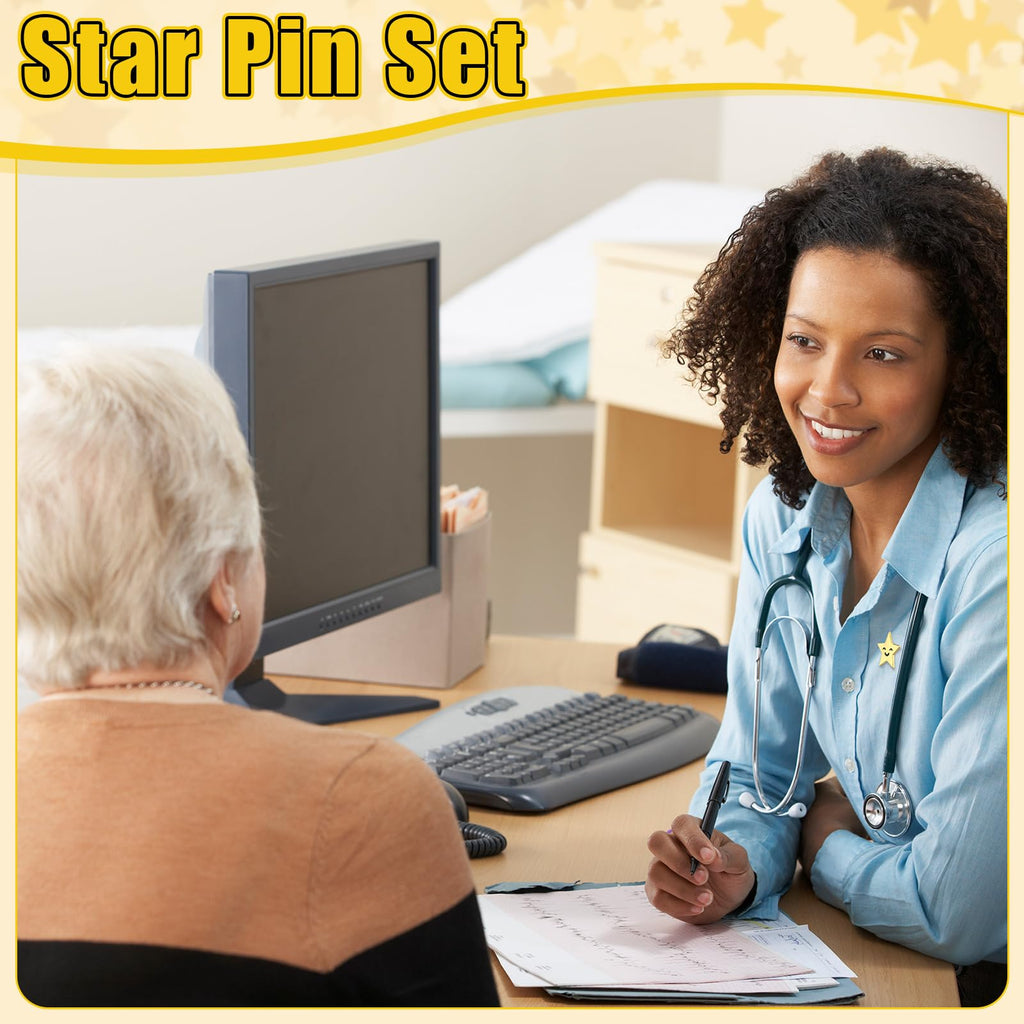 Huquary 25/50 Set Star Pins Bulk Back to School Gift, Gold, 50set, Classic