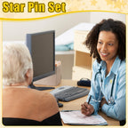 Huquary 25/50 Set Star Pins Bulk Back to School Gift, Gold, 50set, Classic