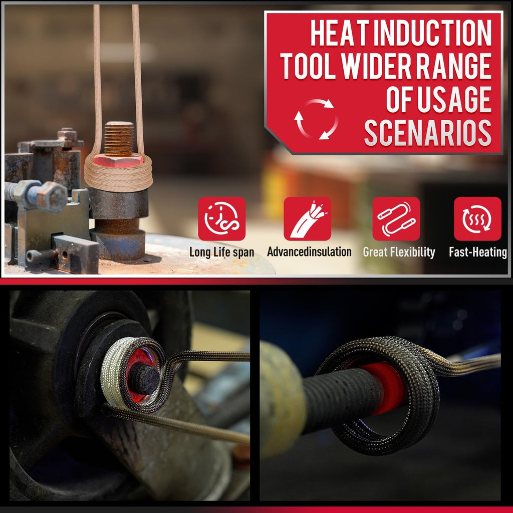 Induction Heater 1300W 110V Bolt Removal,Handheld Magnetic Induction Heater Tool with 5 Coils for Rusty Screw Removing,Red
