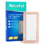 Niceful Silicone Super Absorbent Wound Dressing - 4"×8" Large Absorbant Bandages with Adhesive Borders, FSA HSA Eligible, Wound Care Dressings for Bed Sores Leg Ulcers