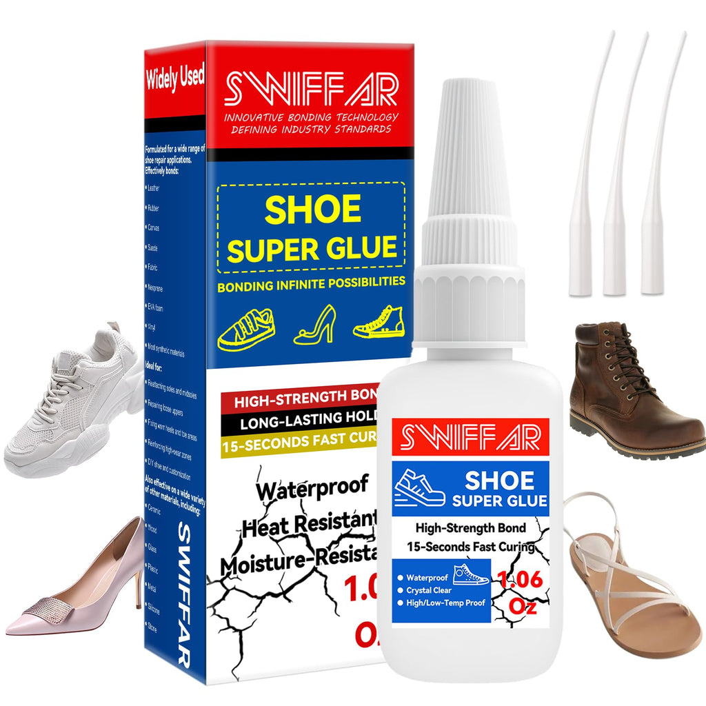 Shoe Glue, Heavy Duty Shoe Glue Sole Repair, Super Strong Fix Adhesive for Rubber Boot, Sneakers, Leather, Sandals, High Heels, Long-Lasting, Waterproof, Quick-Drying, Flexible and Clear