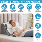 MEGCXIT 3PCS Bed Wedge Pillow for Headboard, Adjustable Wedge Pillow for Sleep Apnea, 23” Wide Triangle Pillow Wedge Set for After Surgery, Acid Reflux Relief, Snoring, Neck&Back Support, White/Grey