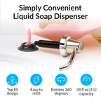 Bobrick B-822 Manual Top Fill Liquid Soap Dispenser 34 fl oz. (1L) Liquid Soap Capacity, 4- Inch Free-Turning Spout for Public Restroom Countertops, Chrome Finish